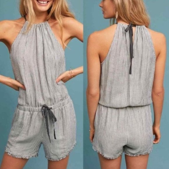 cloth & stone Pants - Cloth & Stone Anthropologie Striped Susanna Romper XS 3402